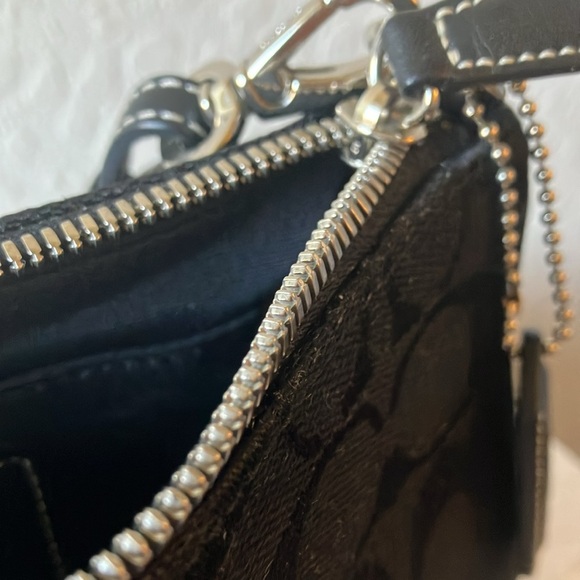 Coach: Black Signature Demi (6094) Mini Leather/Canvas handbag- Y2K- Silver tone - Picture 4 of 16